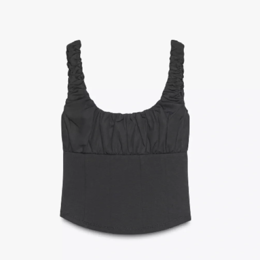 Zara Black Ruched Crop Top - Picture 2 of 3